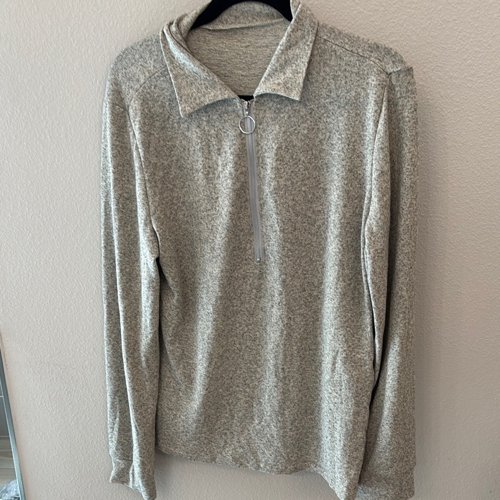 Women’s Gray Quarter-Zip Sweater